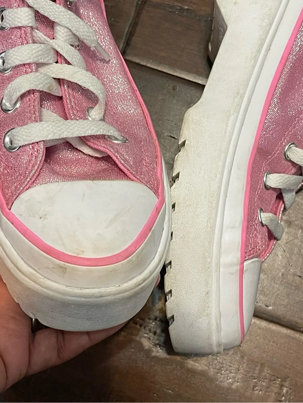 Converse Pink Glitter Platform High Tops